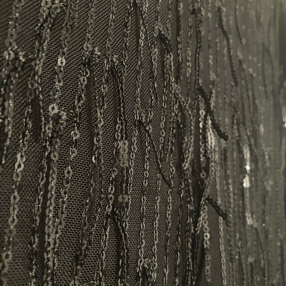 H&M black elastic waist pull on flare sequin fringe pants size Med - Picture 3 of 4